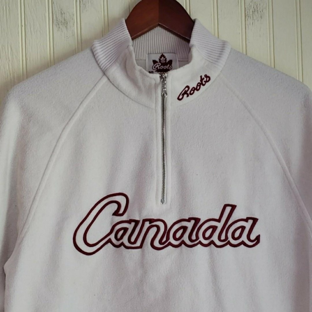 Vintage Team Canada Sweatshirt Mens Largeโ White Salt Lake 2002 Roots Fleece